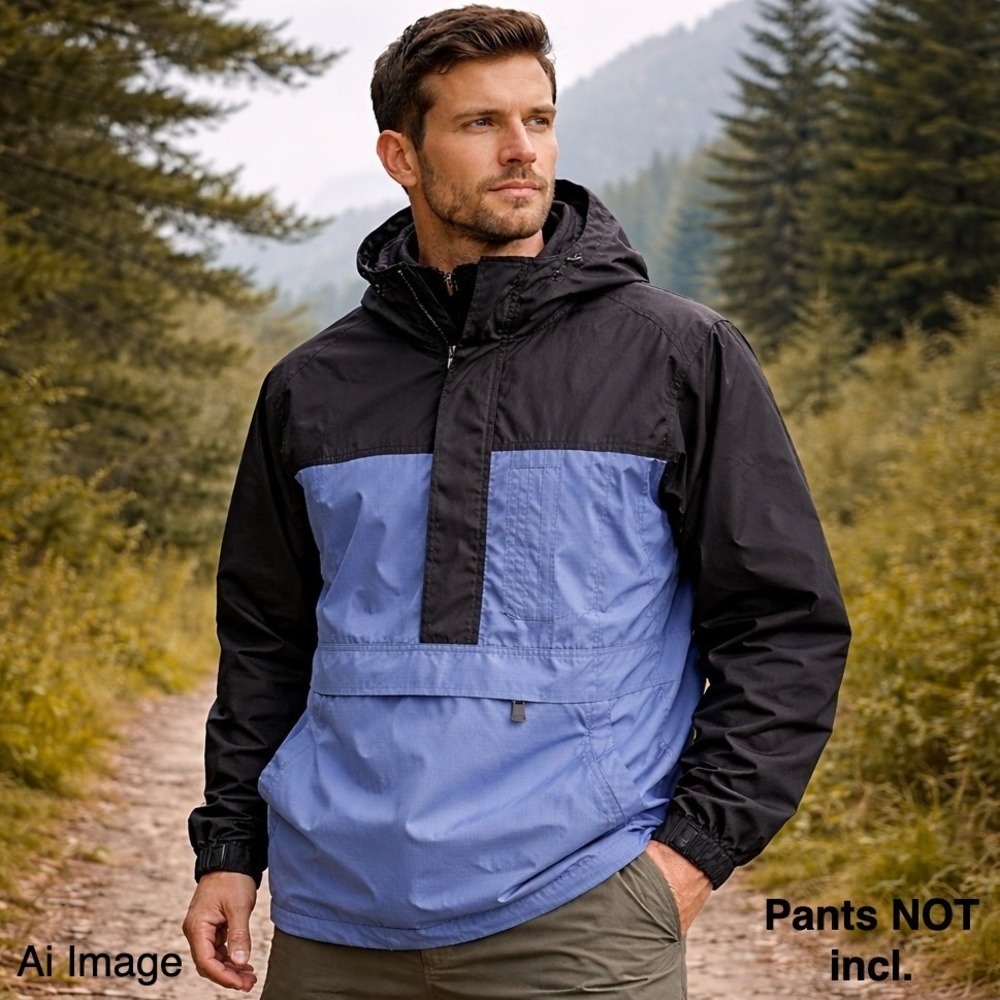 Vintage 90s REI Gore-Tex Ripstop Anorak Pullover Rain Jacket Men‎ Sm. Blue Black